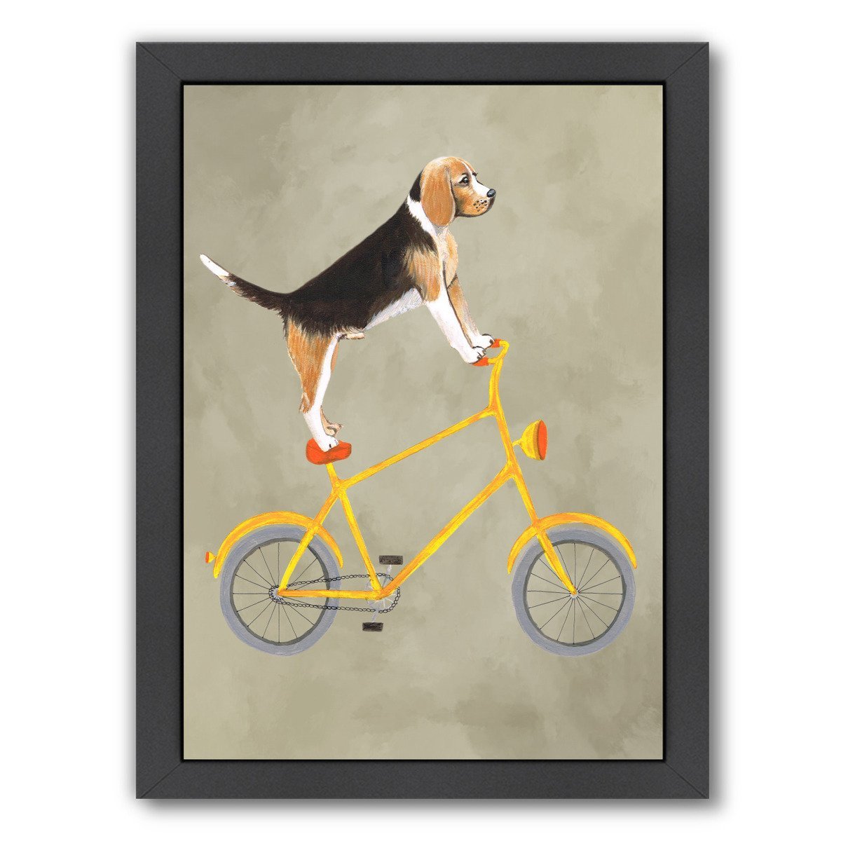 Beagle On Bicycle By Coco De Paris - Black Framed Print - Wall Art - Americanflat