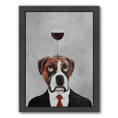 Boxer With Wineglass By Coco De Paris - Black Framed Print - Wall Art - Americanflat
