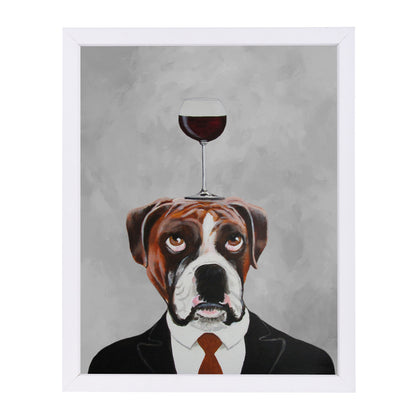 Boxer With Wineglass By Coco De Paris - White Framed Print - Wall Art - Americanflat