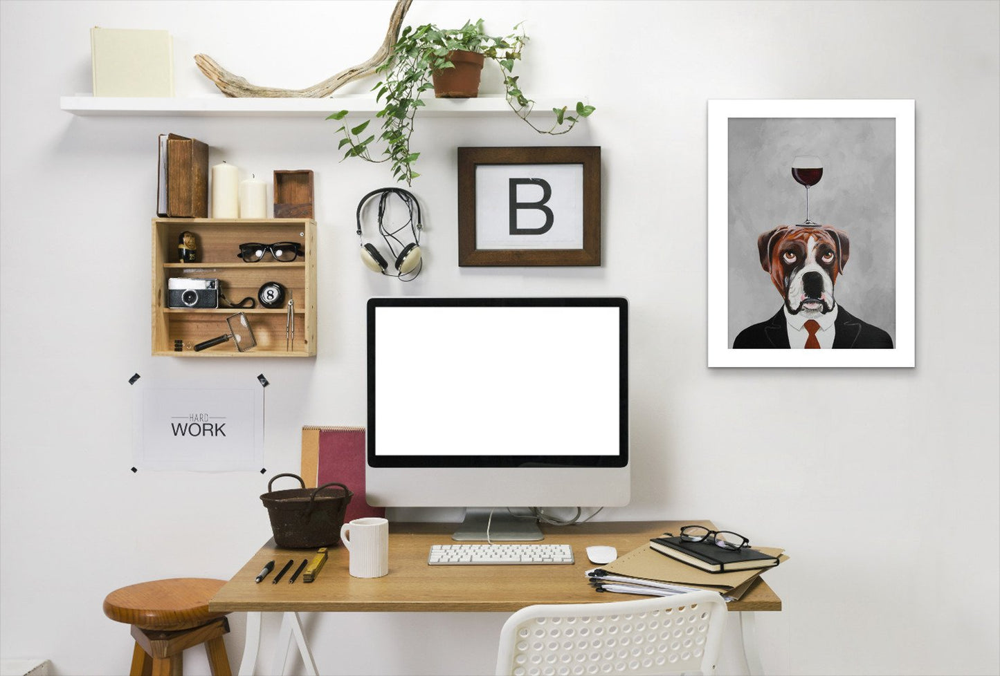 Boxer With Wineglass By Coco De Paris - Framed Print - Americanflat