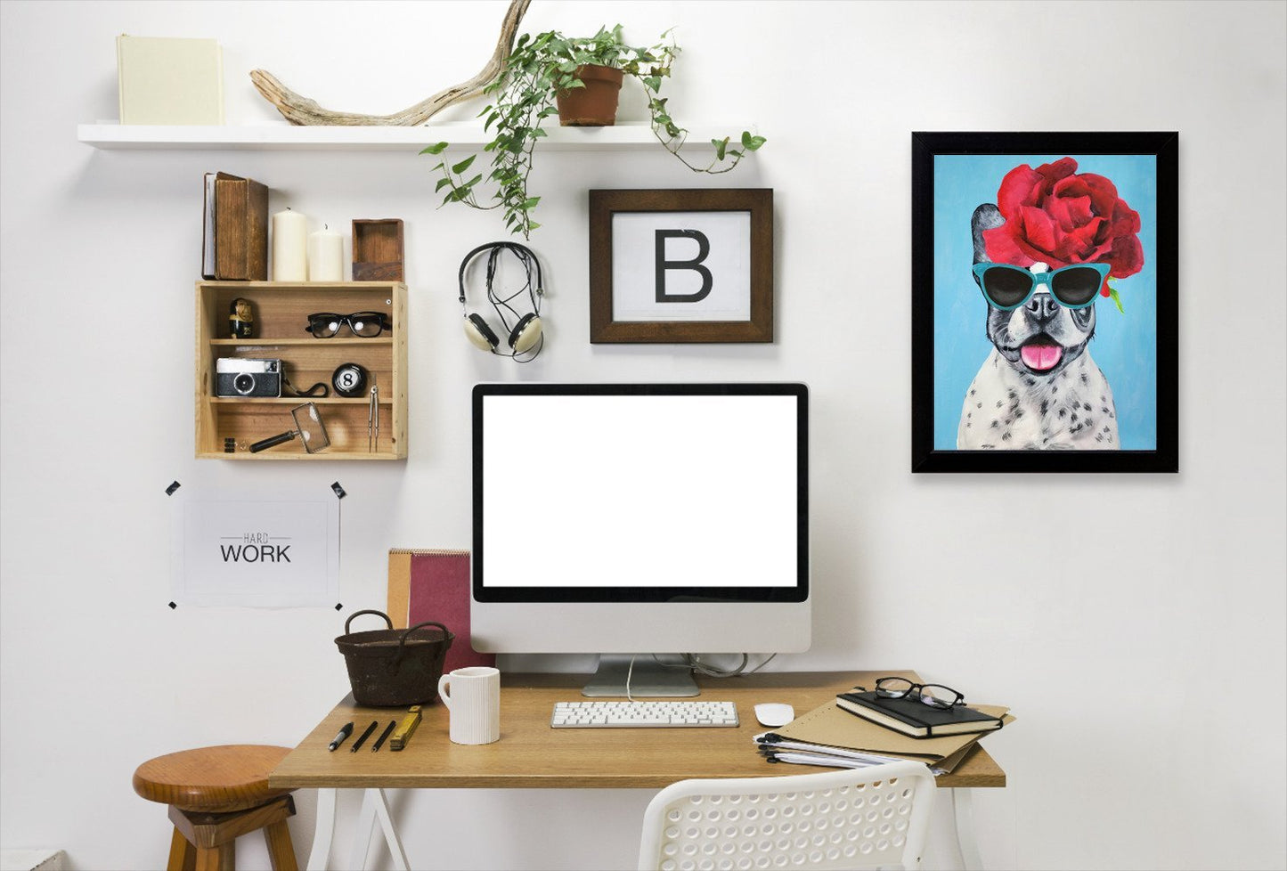 Bulldog Flower Power By Coco De Paris - Black Framed Print - Wall Art - Americanflat