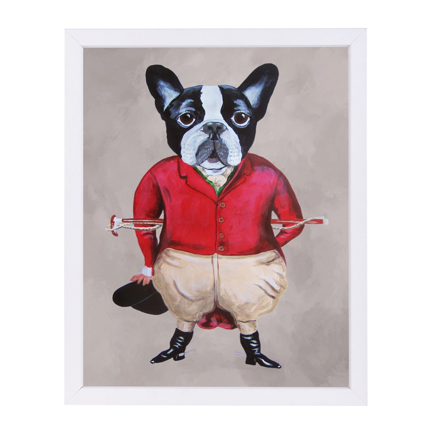 Bulldog Horsedriver By Coco De Paris - White Framed Print - Wall Art - Americanflat