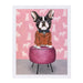 Bulldog On Pouf By Coco De Paris - White Framed Print - Wall Art - Americanflat