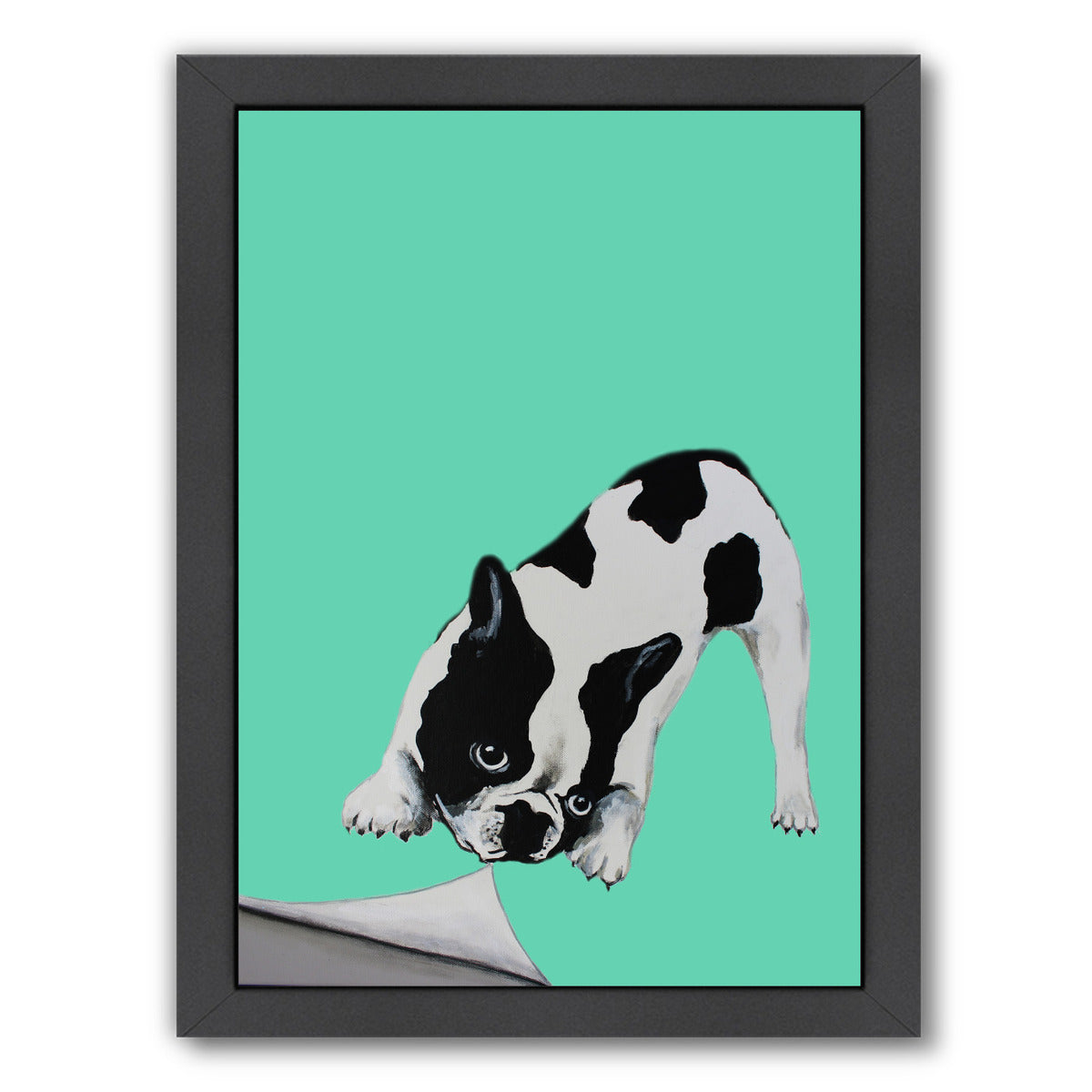 Bulldog Turning Paper By Coco De Paris - Black Framed Print - Wall Art - Americanflat
