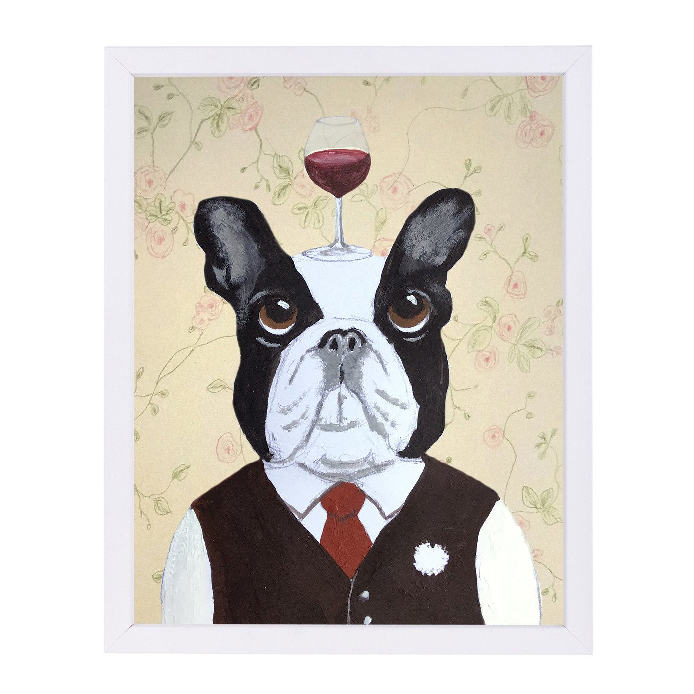Bulldog With Wineglass By Coco De Paris - Framed Print - Americanflat