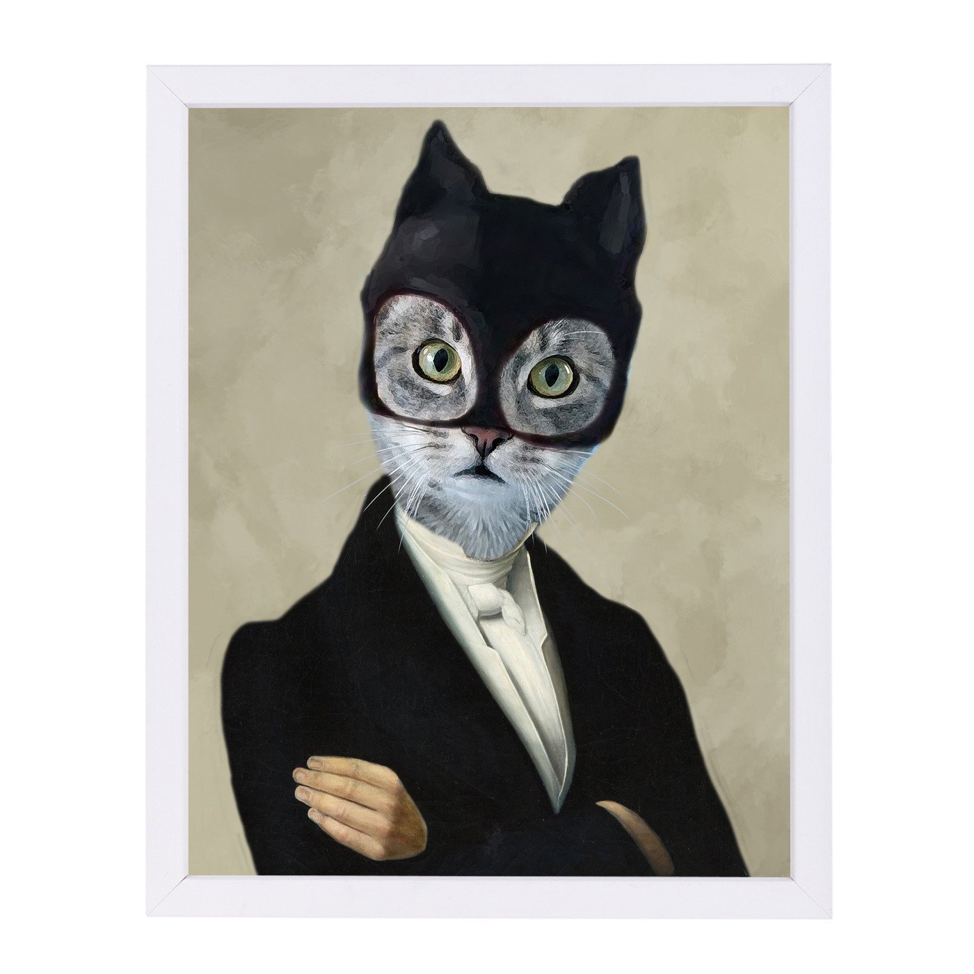 Cat Batman By Coco De Paris - White Framed Print - Wall Art - Americanflat