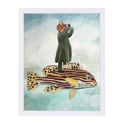 Cat Fish By Coco De Paris - White Framed Print - Wall Art - Americanflat