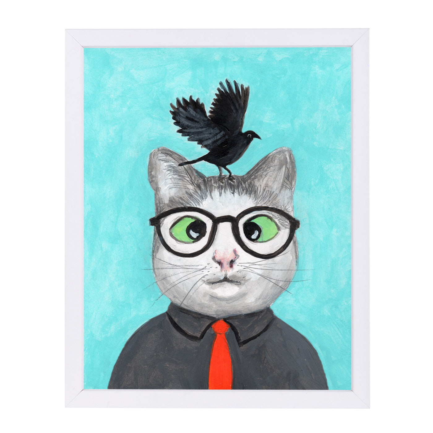 Cat With Craw By Coco De Paris - White Framed Print - Wall Art - Americanflat