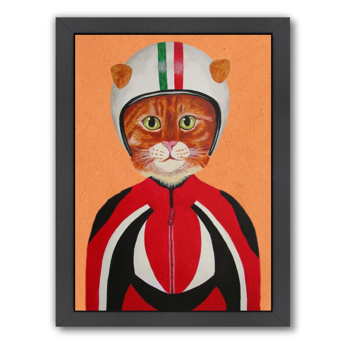 Cat With Helmet By Coco De Paris - Black Framed Print - Wall Art - Americanflat