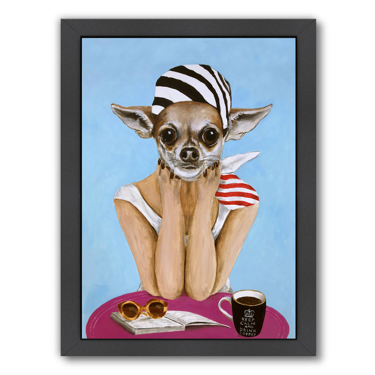 Chihuahua Bistro By Coco De Paris - Black Framed Print - Wall Art - Americanflat