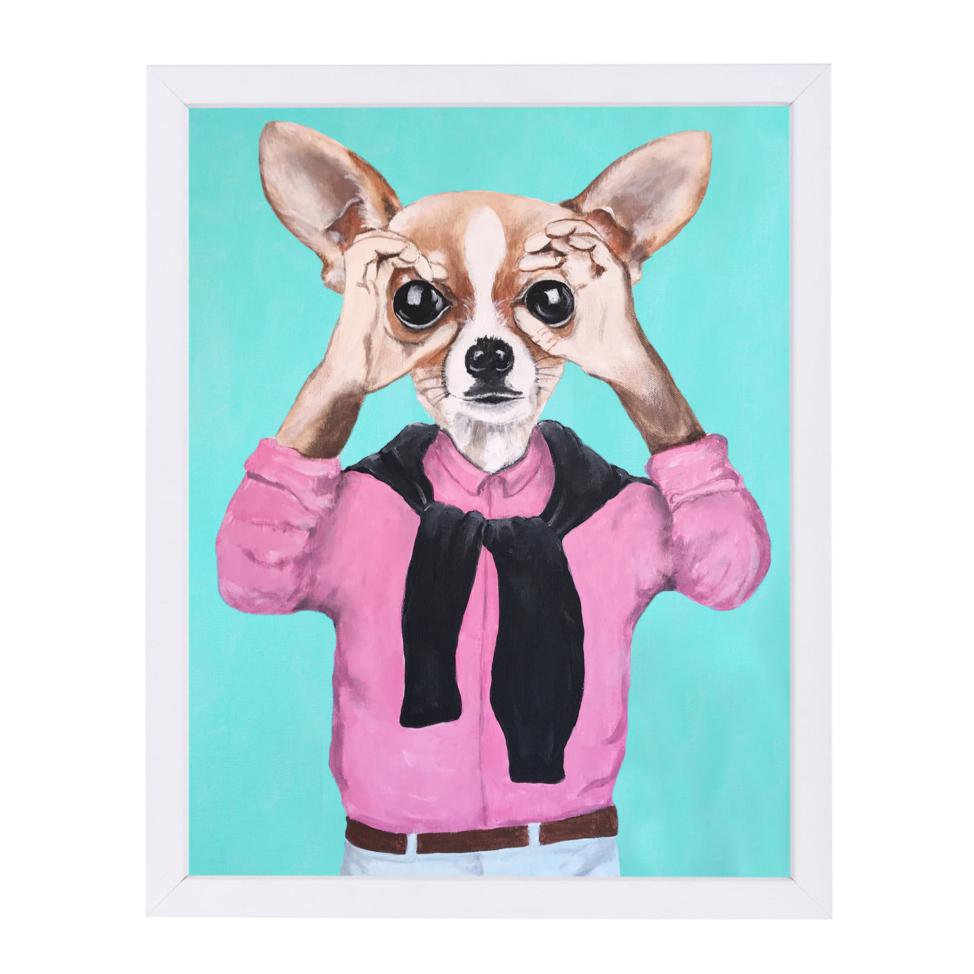 Chihuahua Is Watching You By Coco De Paris - White Framed Print - Wall Art - Americanflat