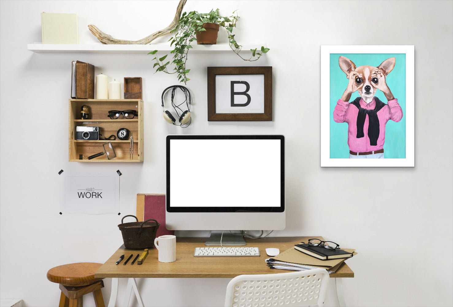 Chihuahua Is Watching You By Coco De Paris - White Framed Print - Wall Art - Americanflat