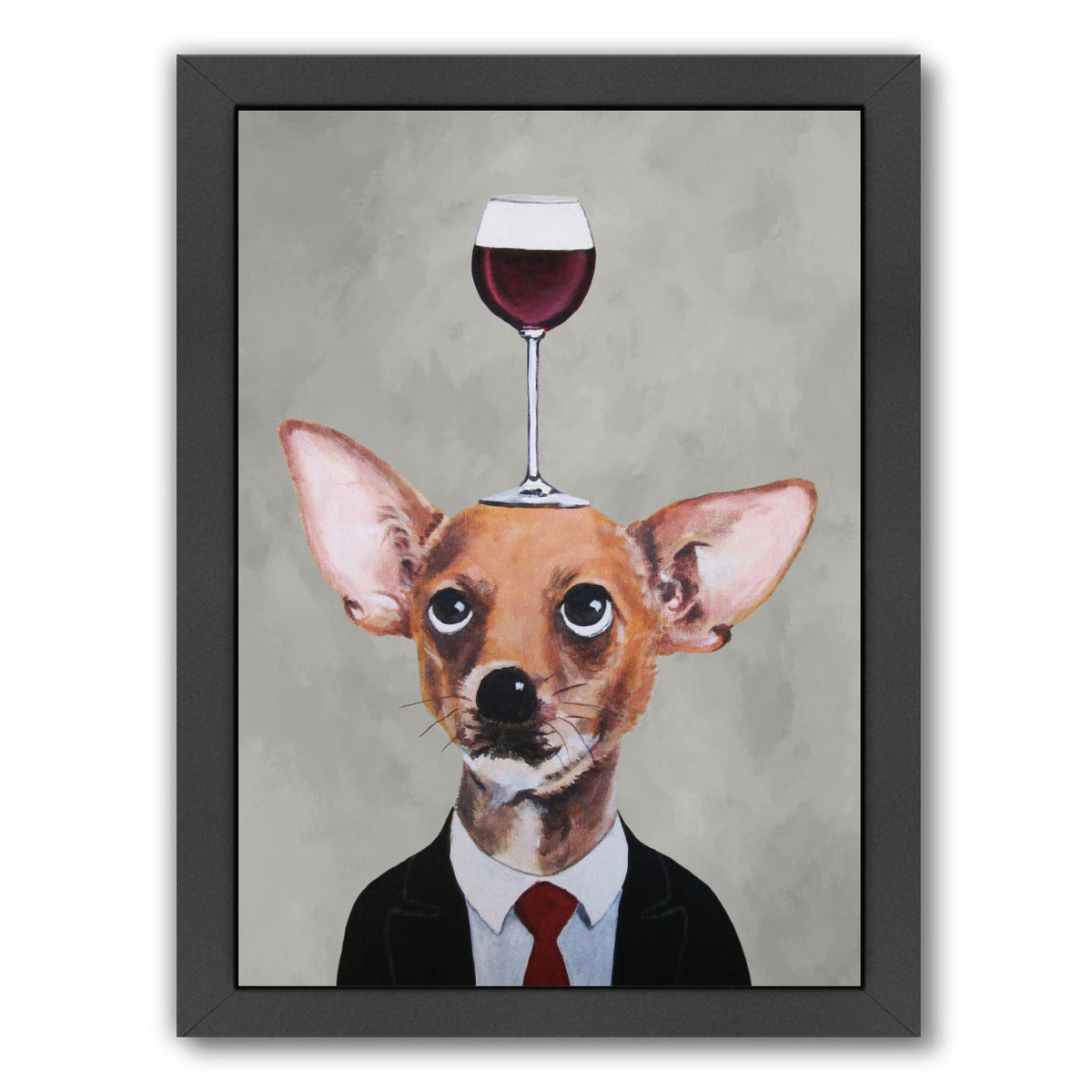 Chihuahua With Wineglass By Coco De Paris - Black Framed Print - Wall Art - Americanflat