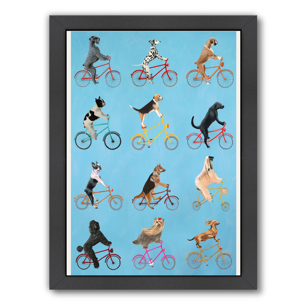 Cycling Dogs By Coco De Paris - Black Framed Print - Wall Art - Americanflat