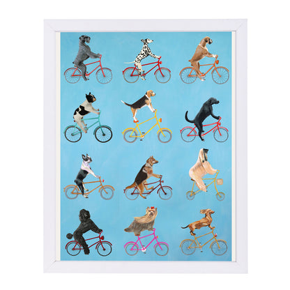 Cycling Dogs By Coco De Paris - White Framed Print - Wall Art - Americanflat