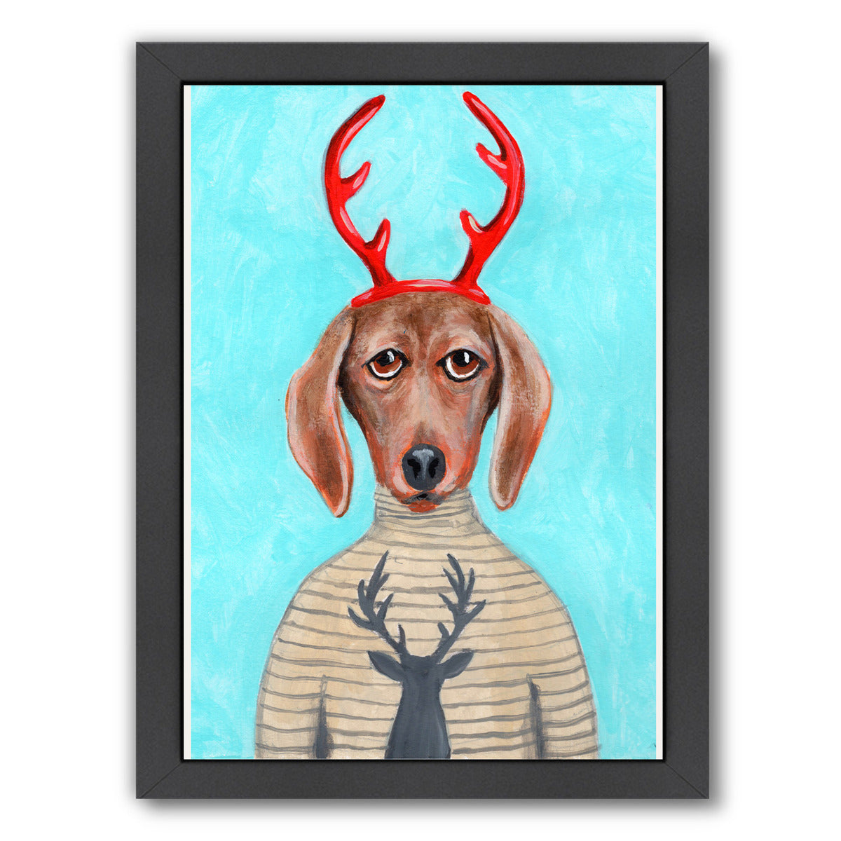 Dachshund Deer By Coco De Paris - Black Framed Print - Wall Art - Americanflat