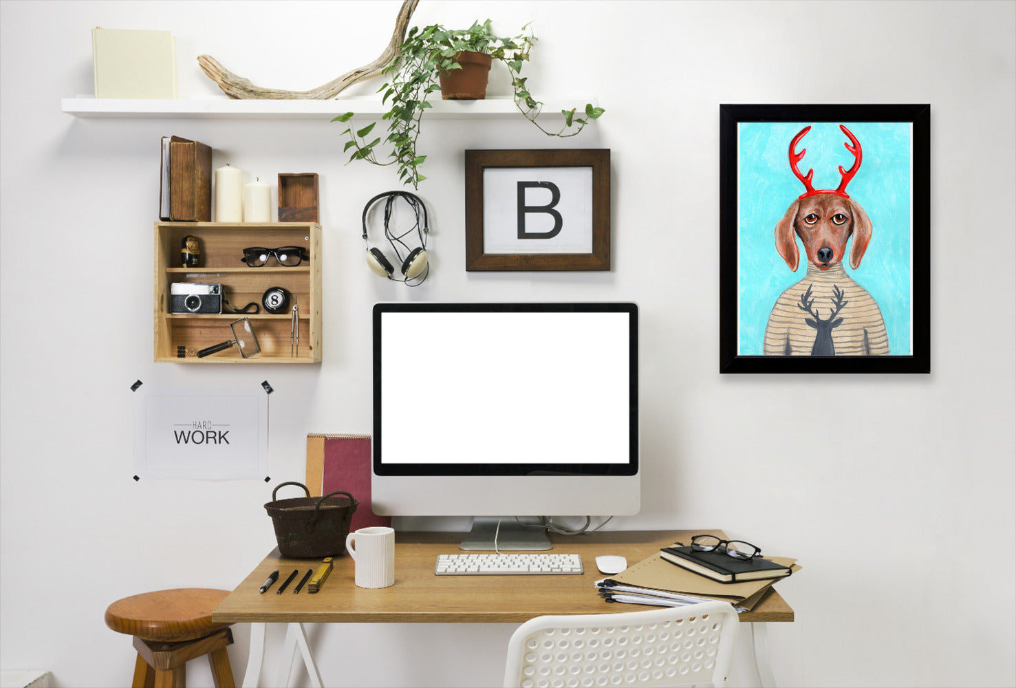 Dachshund Deer By Coco De Paris - Black Framed Print - Wall Art - Americanflat
