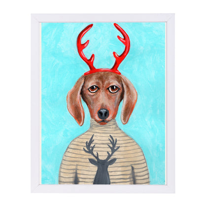 Dachshund Deer By Coco De Paris - White Framed Print - Wall Art - Americanflat