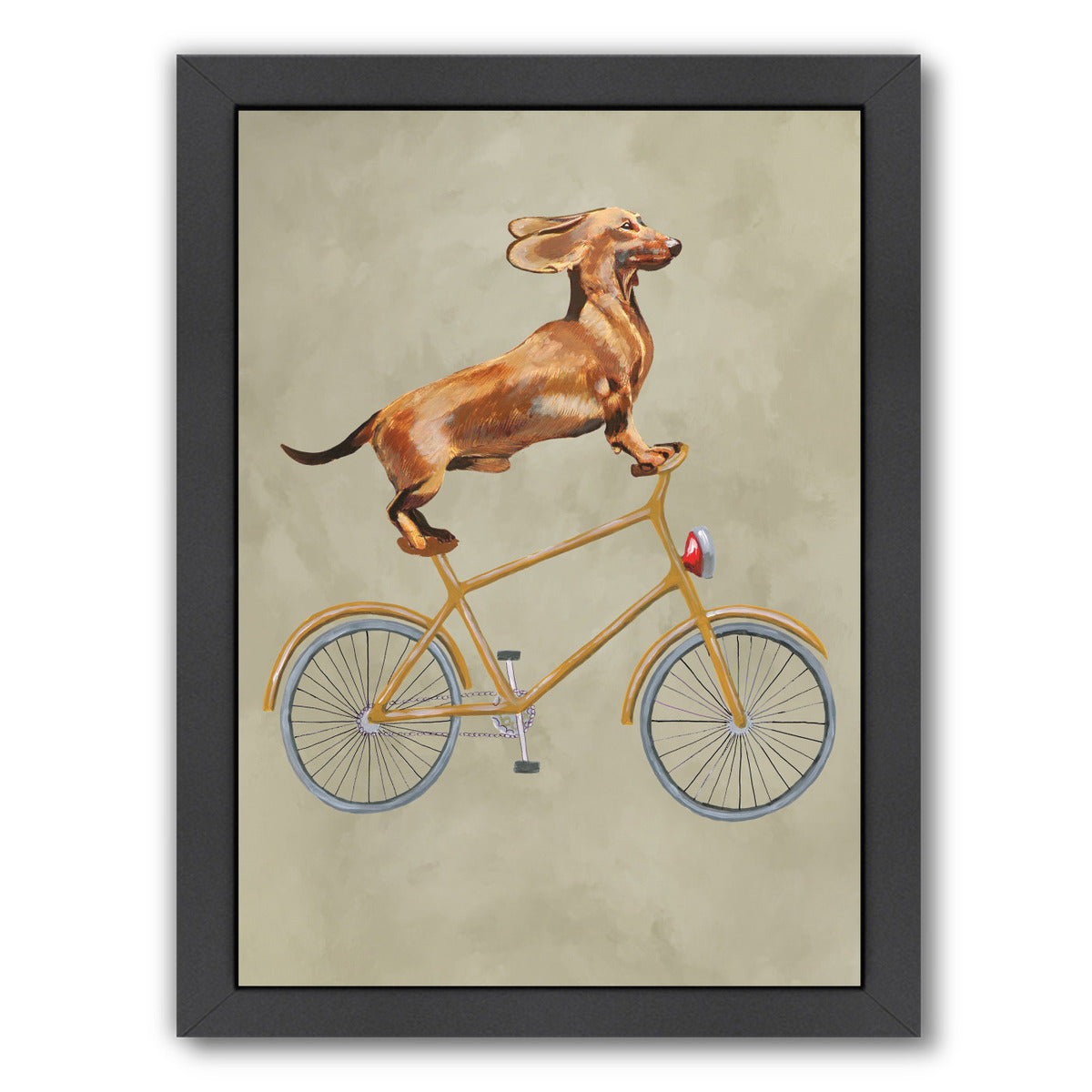 Dachshund On Bicycle By Coco De Paris - Black Framed Print - Wall Art - Americanflat