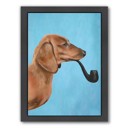 Dachshund With Pipe By Coco De Paris - Black Framed Print - Wall Art - Americanflat