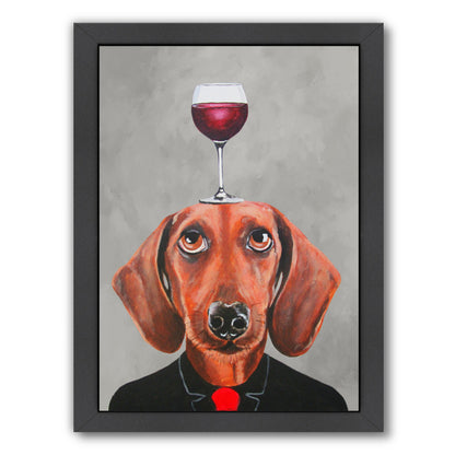 Dachshund With Wineglass By Coco De Paris - Black Framed Print - Wall Art - Americanflat