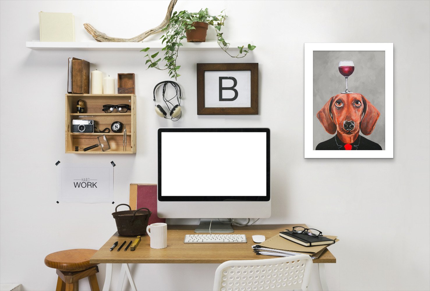 Dachshund With Wineglass By Coco De Paris - Framed Print - Americanflat