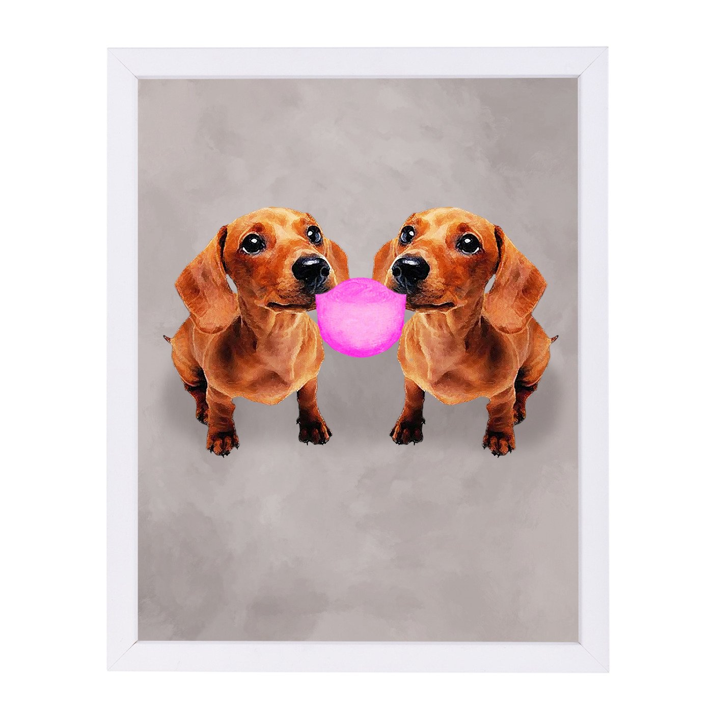 Dachshunds With Bubblegum By Coco De Paris - Framed Print - Americanflat