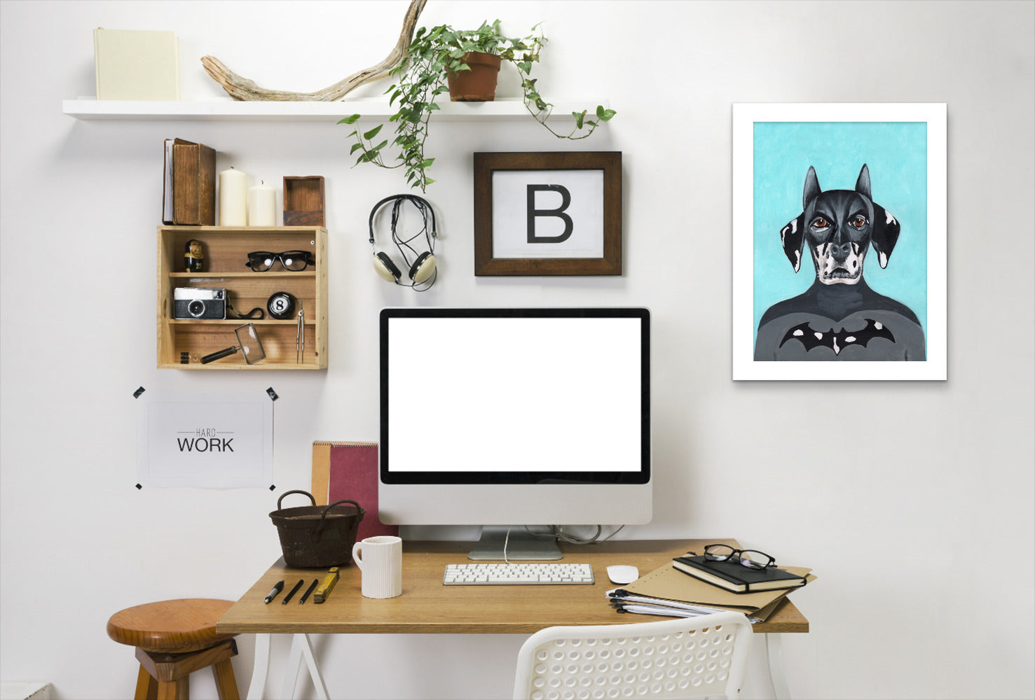 Dalmatian Batman By Coco De Paris - White Framed Print - Wall Art - Americanflat