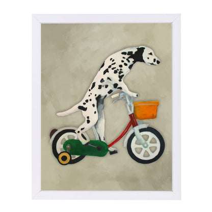 Dalmatian Cycling By Coco De Paris - White Framed Print - Wall Art - Americanflat