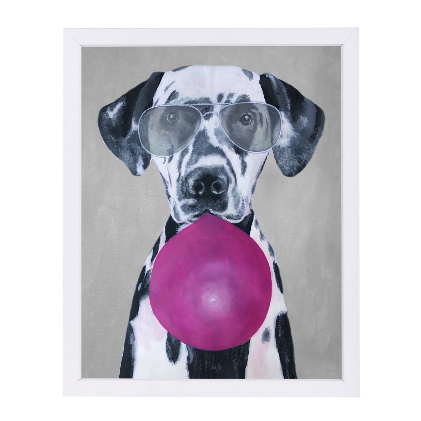 Dalmatian With Bubblegum By Coco De Paris - White Framed Print - Wall Art - Americanflat
