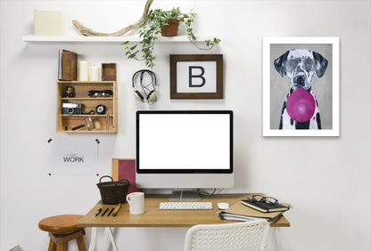 Dalmatian With Bubblegum By Coco De Paris - White Framed Print - Wall Art - Americanflat