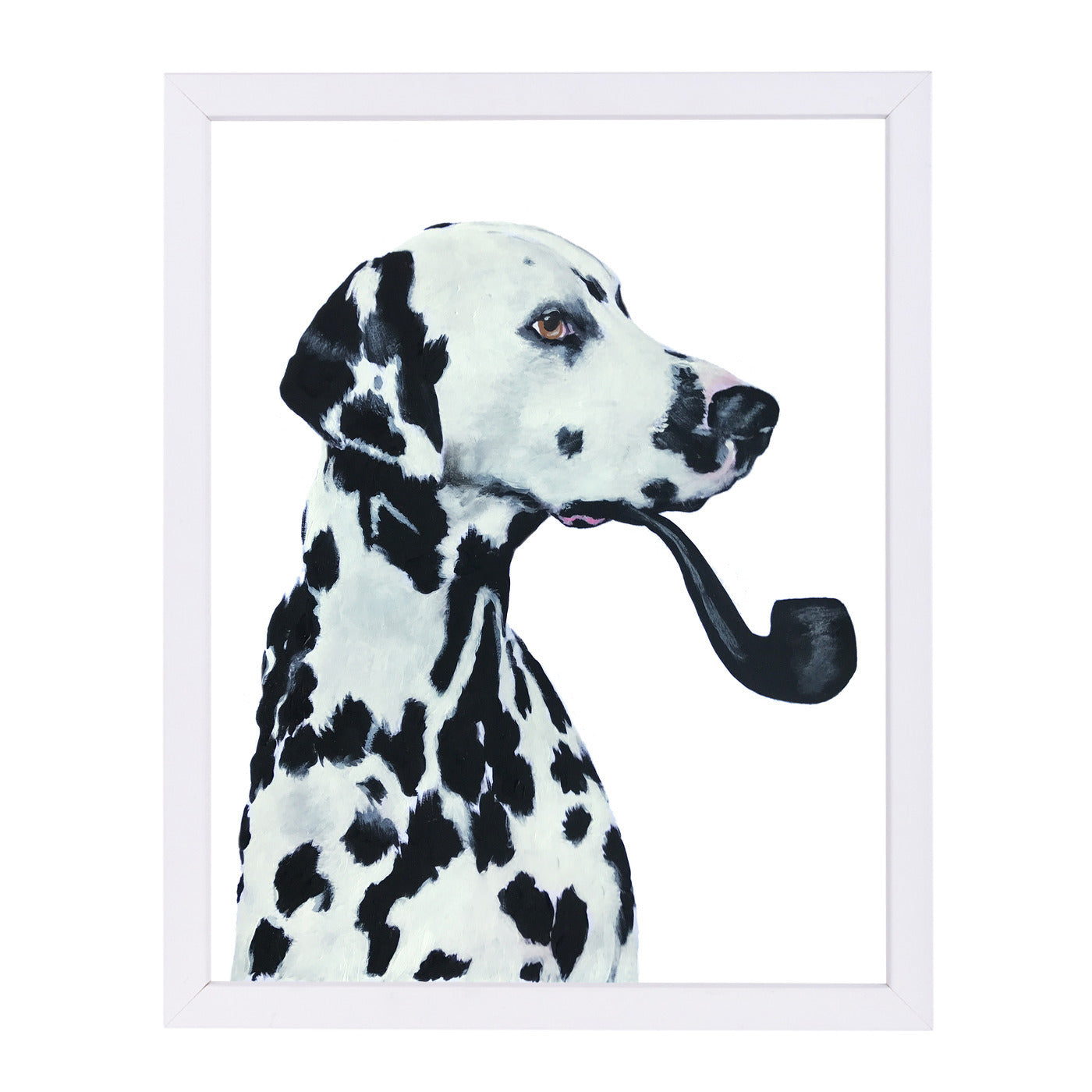 Dalmatian With Pipe By Coco De Paris - White Framed Print - Wall Art - Americanflat