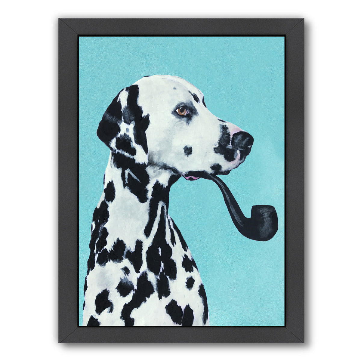 Dalmatian With Pipe In Blue By Coco De Paris - Black Framed Print - Wall Art - Americanflat