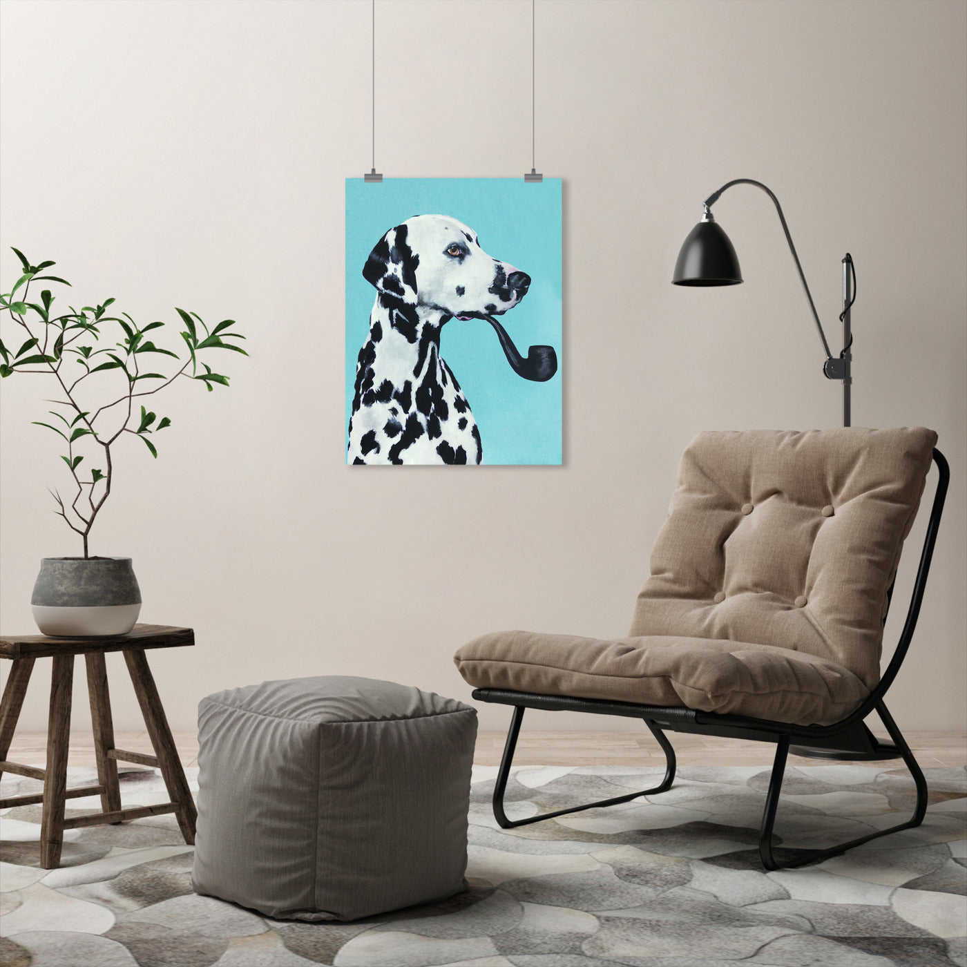 Dalmatian With Pipe In Blue by Coco de Paris - Art Print - Americanflat