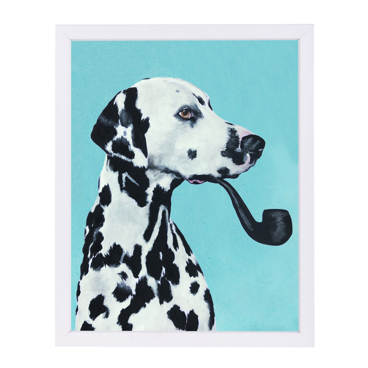Dalmatian With Pipe In Blue By Coco De Paris - White Framed Print - Wall Art - Americanflat