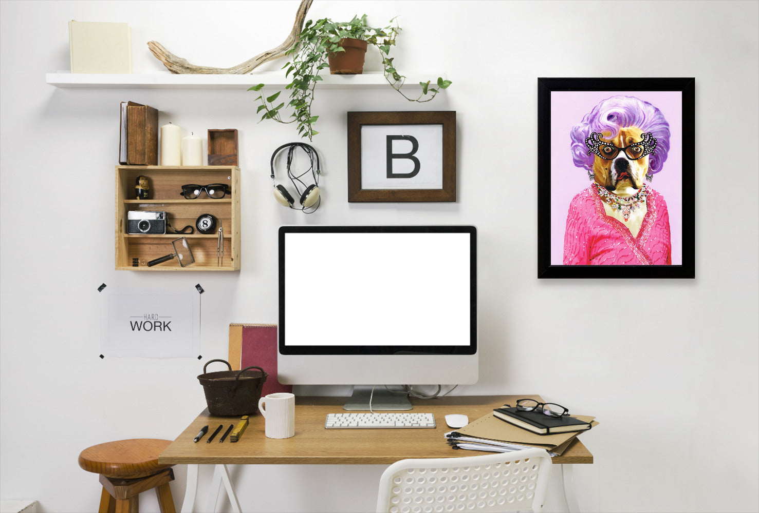 Dame Edna Bulldog By Coco De Paris - Black Framed Print - Wall Art - Americanflat