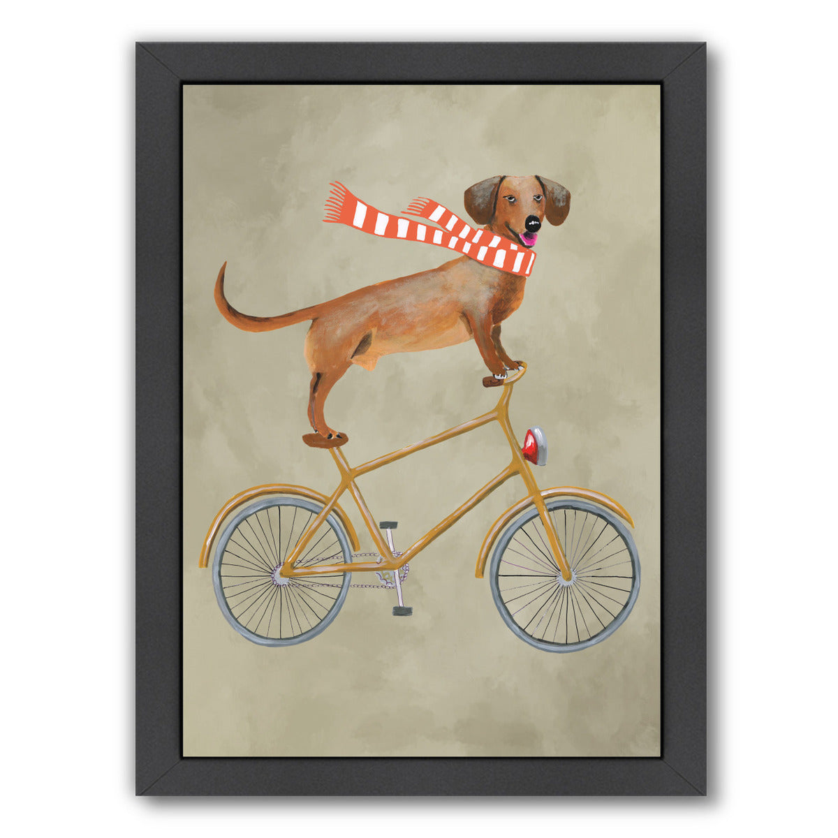 Daschund On Bicycle By Coco De Paris - Black Framed Print - Wall Art - Americanflat