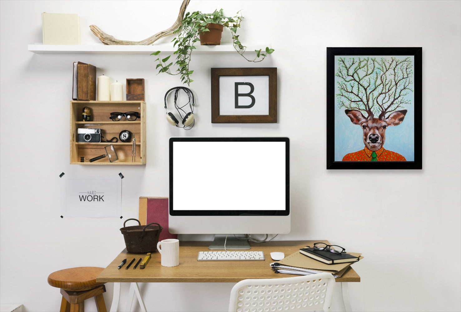 Deer Tree By Coco De Paris - Black Framed Print - Wall Art - Americanflat