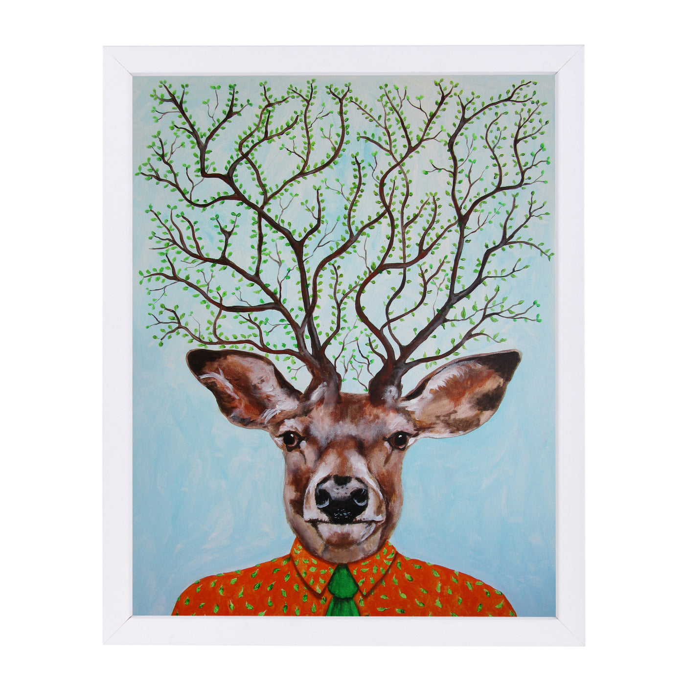 Deer Tree By Coco De Paris - White Framed Print - Wall Art - Americanflat