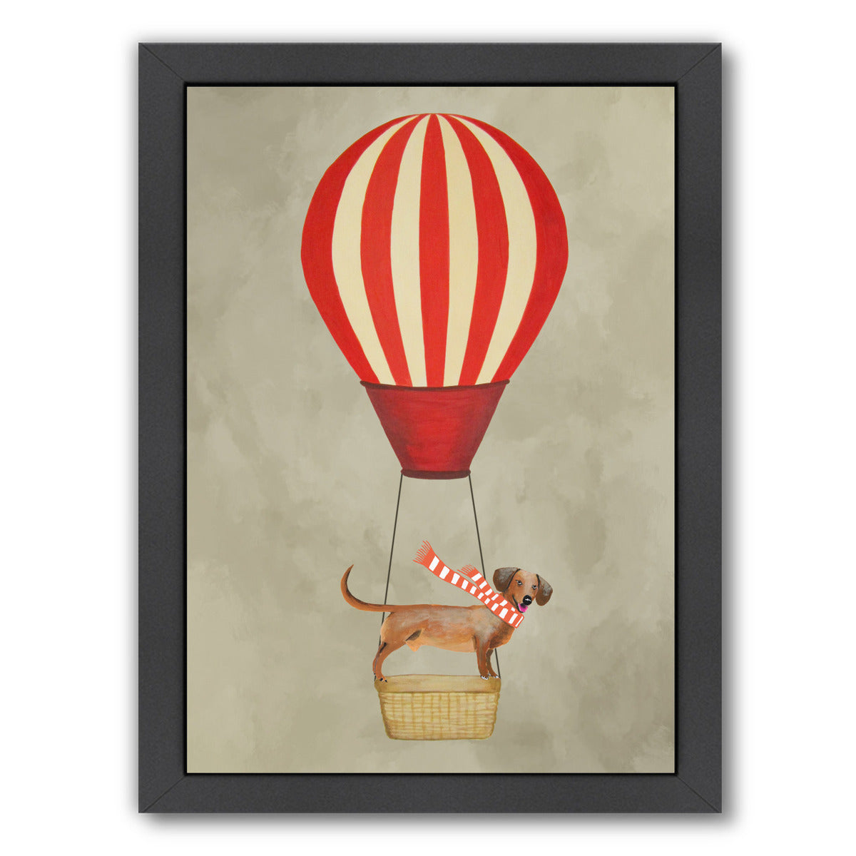 Deer With Airballoon By Coco De Paris - Black Framed Print - Wall Art - Americanflat