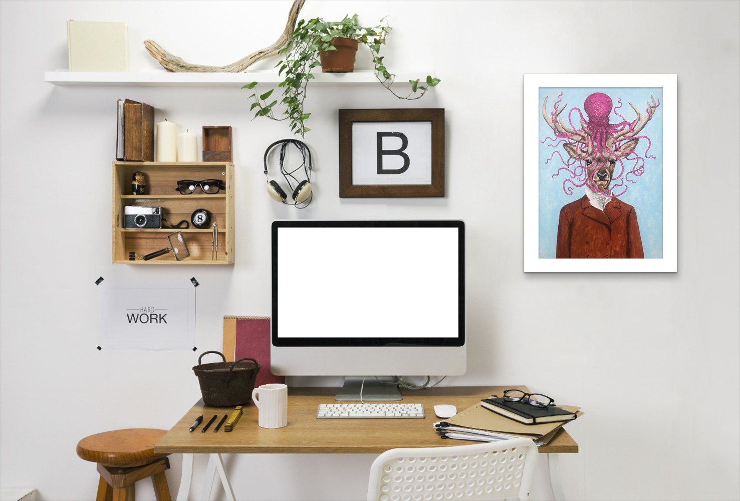 Deer With Octopus By Coco De Paris - Framed Print - Americanflat