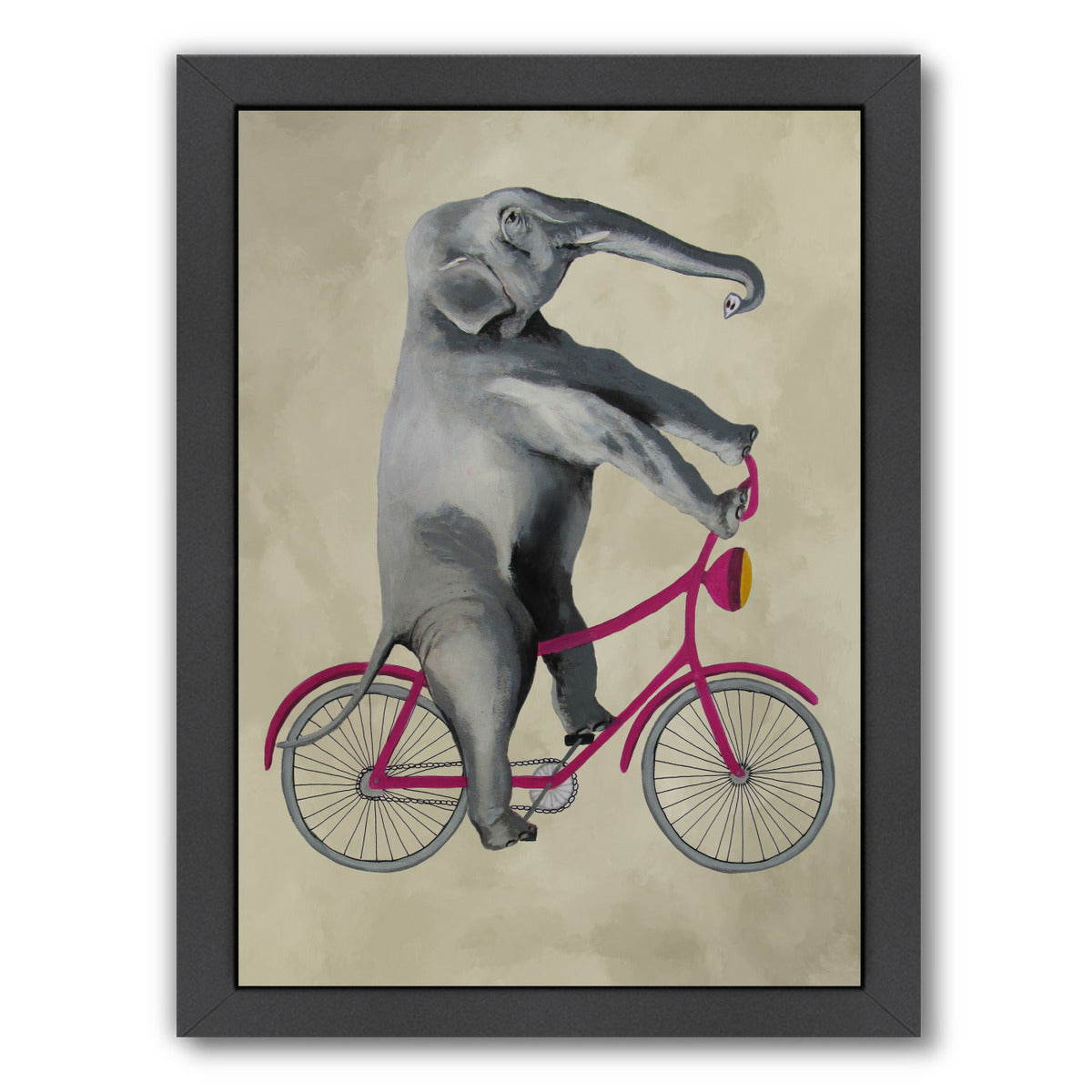 Elephant On Bicycle By Coco De Paris - Black Framed Print - Wall Art - Americanflat