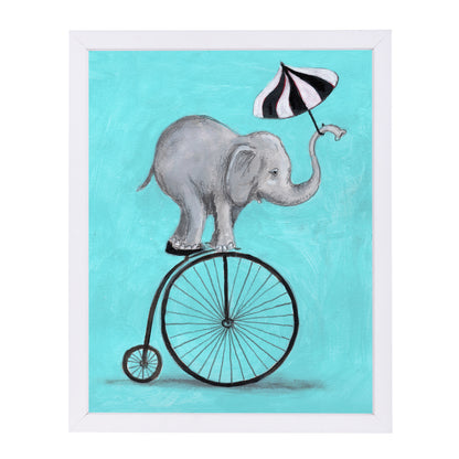 Elephant With Umbrella By Coco De Paris - White Framed Print - Wall Art - Americanflat