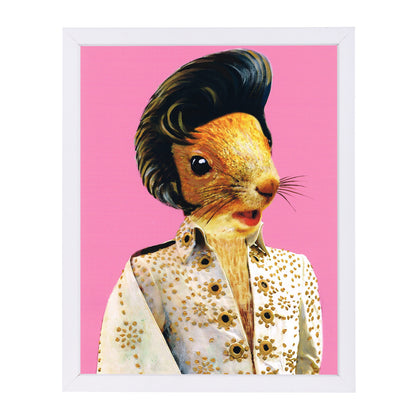 Elvis Squirrel By Coco De Paris - White Framed Print - Wall Art - Americanflat