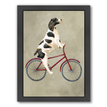 English Springer On Bicycle By Coco De Paris - Black Framed Print - Wall Art - Americanflat