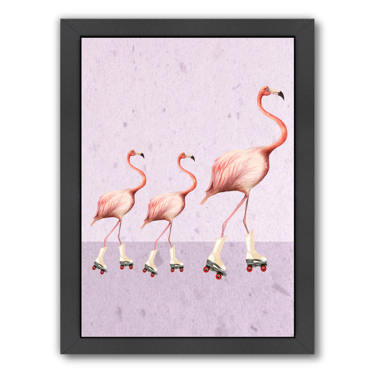 Flamingo Rollerskate Familly By Coco De Paris - Black Framed Print - Wall Art - Americanflat
