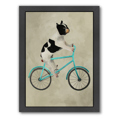 French Bulldog On Bicycle By Coco De Paris - Black Framed Print - Wall Art - Americanflat