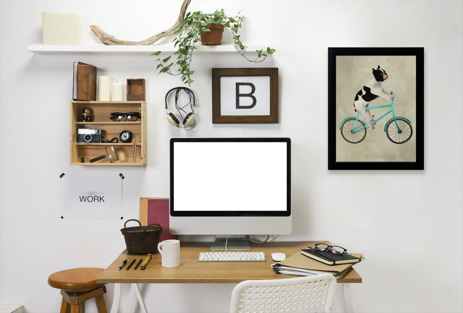 French Bulldog On Bicycle By Coco De Paris - Black Framed Print - Wall Art - Americanflat