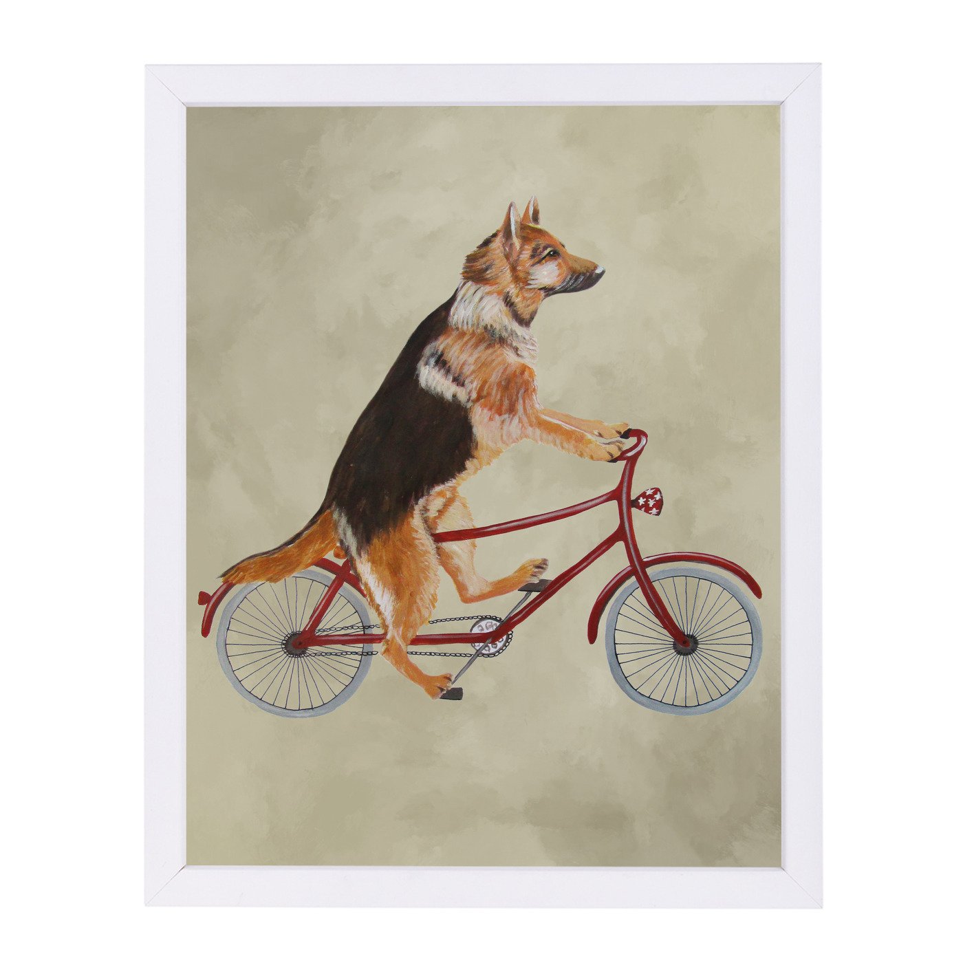 German Shepherd On Bicycle By Coco De Paris - Framed Print - Americanflat