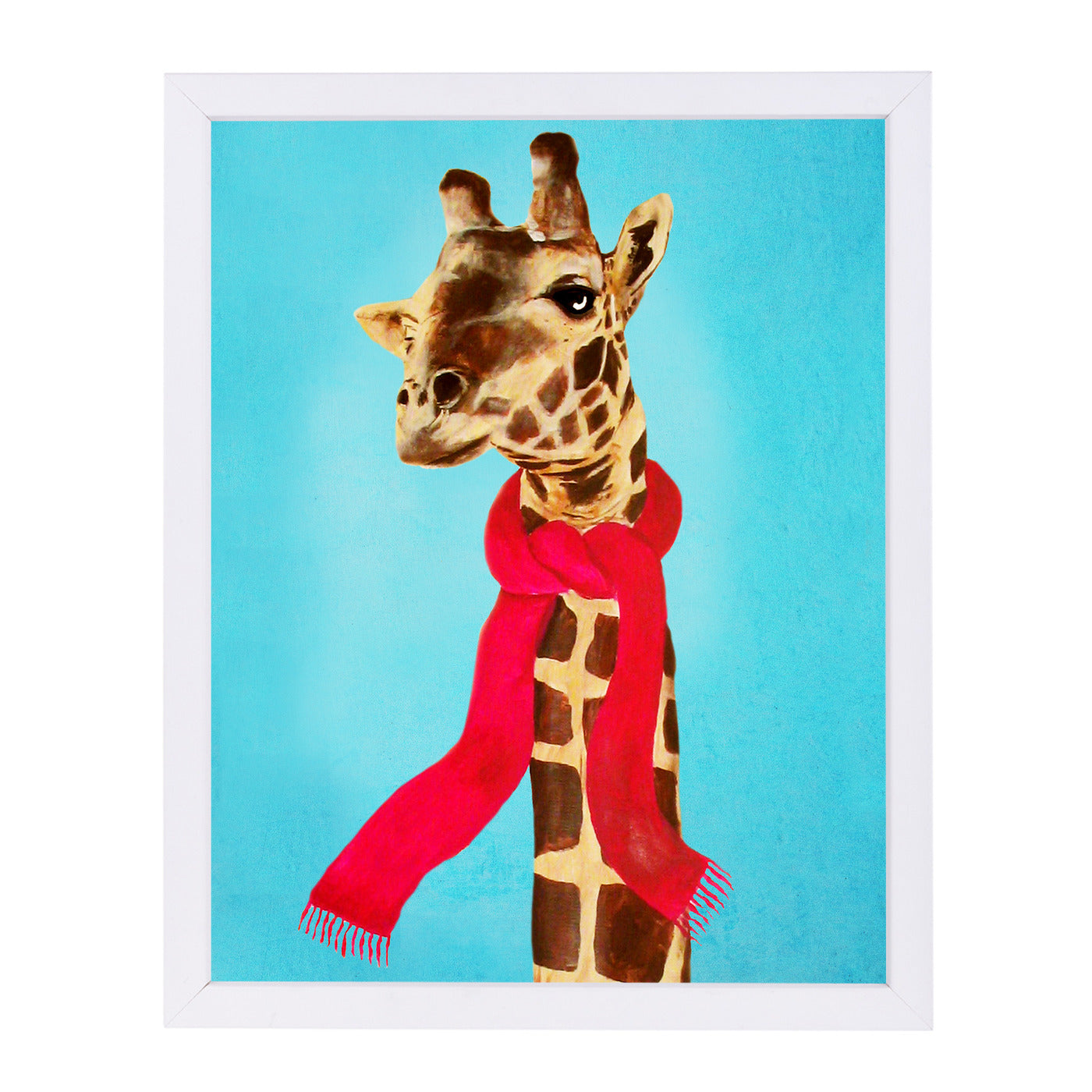 Giraffe In Winter By Coco De Paris - White Framed Print - Wall Art - Americanflat